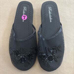 Back Mesh Chinese Slippers With Floral Beading Y2K Style New sequin whimsical